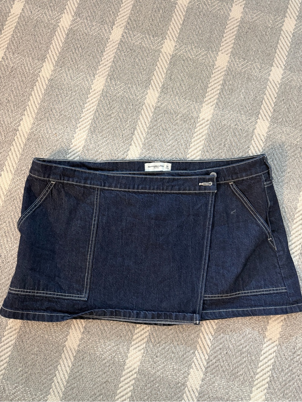 Abercrombie & Fitch Dark Blue Denim Wrap Mini Skirt